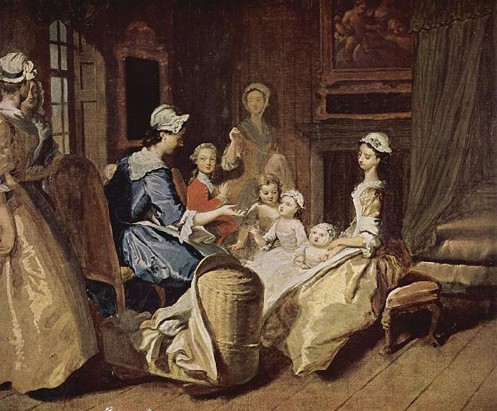 Joseph Highmore Pamela teaching her children oil painting picture